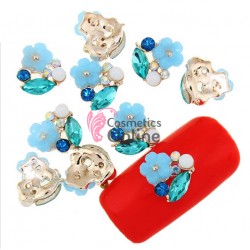 Decoratiuni 3D Metalice 133 Flori Albastre cu cristale 